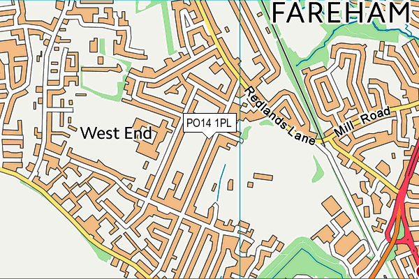 PO14 1PL map - OS VectorMap District (Ordnance Survey)