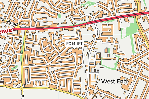 PO14 1PT map - OS VectorMap District (Ordnance Survey)