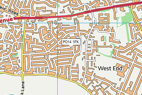 PO14 1PX map - OS VectorMap District (Ordnance Survey)