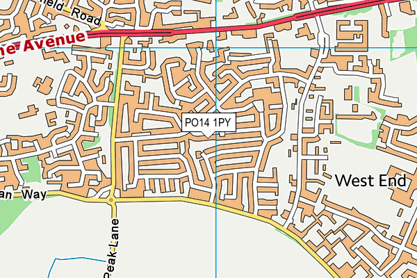 PO14 1PY map - OS VectorMap District (Ordnance Survey)
