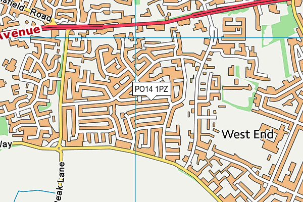 PO14 1PZ map - OS VectorMap District (Ordnance Survey)