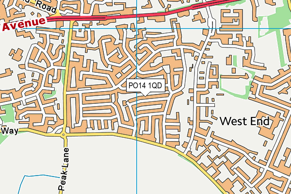 PO14 1QD map - OS VectorMap District (Ordnance Survey)