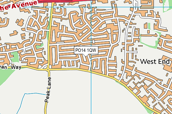 PO14 1QW map - OS VectorMap District (Ordnance Survey)