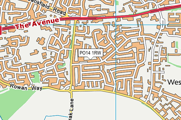 PO14 1RW map - OS VectorMap District (Ordnance Survey)