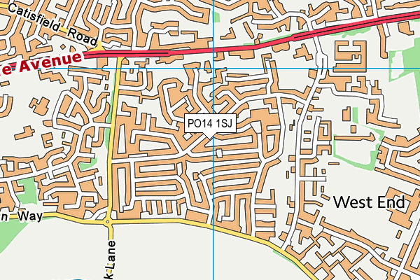 PO14 1SJ map - OS VectorMap District (Ordnance Survey)