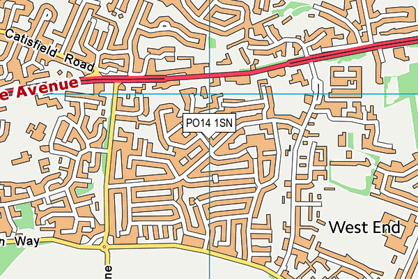 PO14 1SN map - OS VectorMap District (Ordnance Survey)