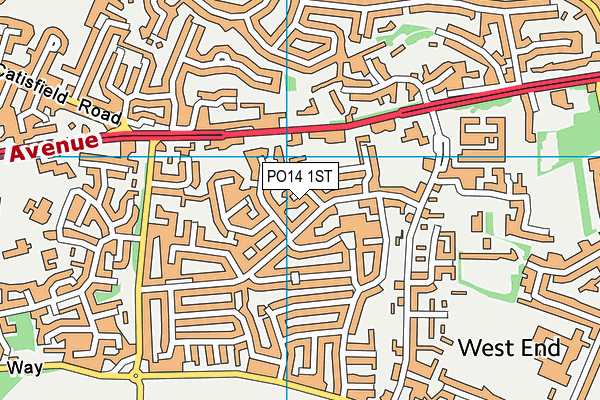 PO14 1ST map - OS VectorMap District (Ordnance Survey)