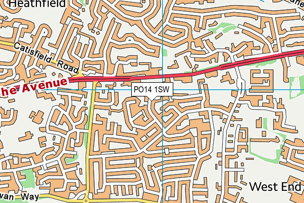 PO14 1SW map - OS VectorMap District (Ordnance Survey)