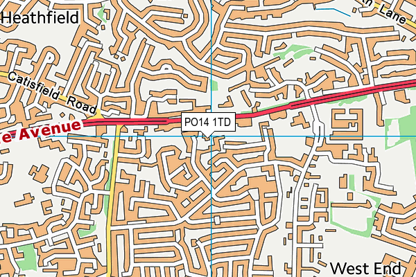 PO14 1TD map - OS VectorMap District (Ordnance Survey)