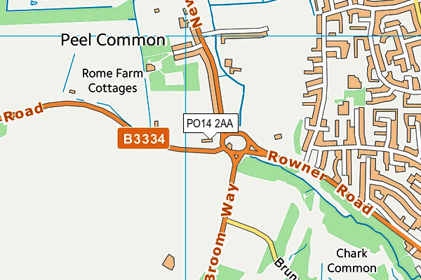 PO14 2AA map - OS VectorMap District (Ordnance Survey)