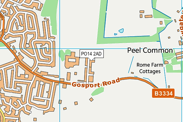 PO14 2AD map - OS VectorMap District (Ordnance Survey)