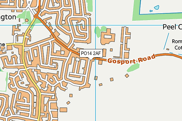 PO14 2AF map - OS VectorMap District (Ordnance Survey)