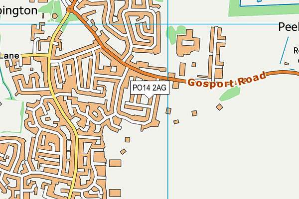 PO14 2AG map - OS VectorMap District (Ordnance Survey)