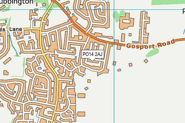 PO14 2AJ map - OS VectorMap District (Ordnance Survey)