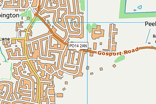 PO14 2AN map - OS VectorMap District (Ordnance Survey)