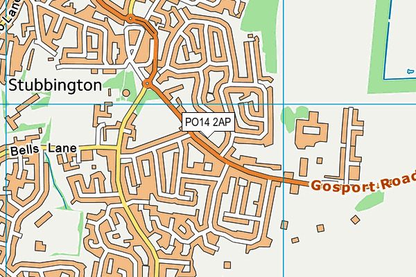 PO14 2AP map - OS VectorMap District (Ordnance Survey)