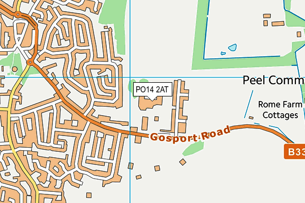 PO14 2AT map - OS VectorMap District (Ordnance Survey)