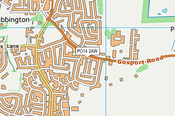 PO14 2AW map - OS VectorMap District (Ordnance Survey)