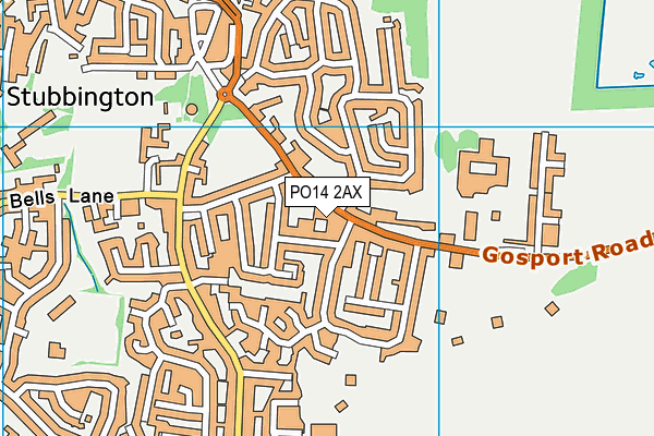 PO14 2AX map - OS VectorMap District (Ordnance Survey)