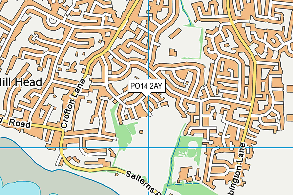 PO14 2AY map - OS VectorMap District (Ordnance Survey)