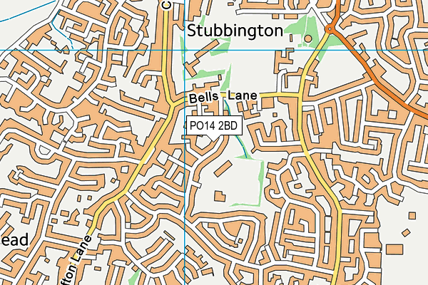 PO14 2BD map - OS VectorMap District (Ordnance Survey)