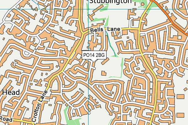 PO14 2BG map - OS VectorMap District (Ordnance Survey)