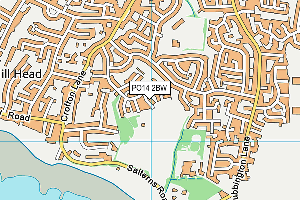 PO14 2BW map - OS VectorMap District (Ordnance Survey)