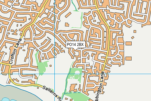 PO14 2BX map - OS VectorMap District (Ordnance Survey)