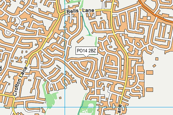 PO14 2BZ map - OS VectorMap District (Ordnance Survey)