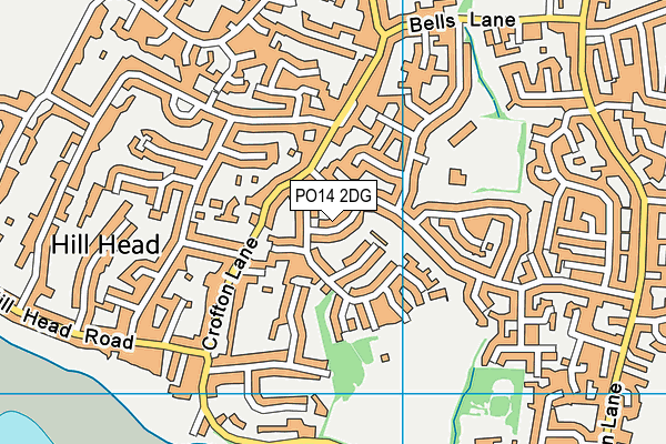 PO14 2DG map - OS VectorMap District (Ordnance Survey)