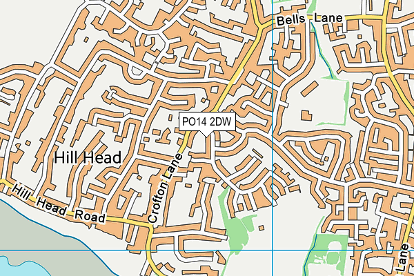 PO14 2DW map - OS VectorMap District (Ordnance Survey)