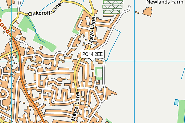PO14 2EE map - OS VectorMap District (Ordnance Survey)