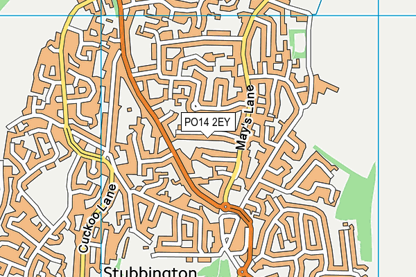 PO14 2EY map - OS VectorMap District (Ordnance Survey)