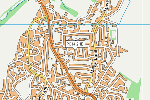 PO14 2HE map - OS VectorMap District (Ordnance Survey)