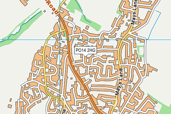 PO14 2HG map - OS VectorMap District (Ordnance Survey)