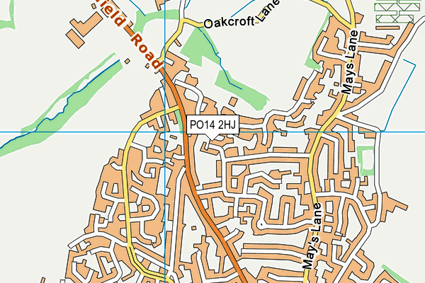 PO14 2HJ map - OS VectorMap District (Ordnance Survey)