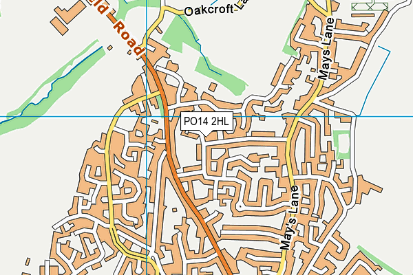 PO14 2HL map - OS VectorMap District (Ordnance Survey)