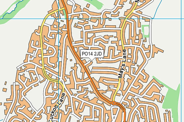 PO14 2JD map - OS VectorMap District (Ordnance Survey)