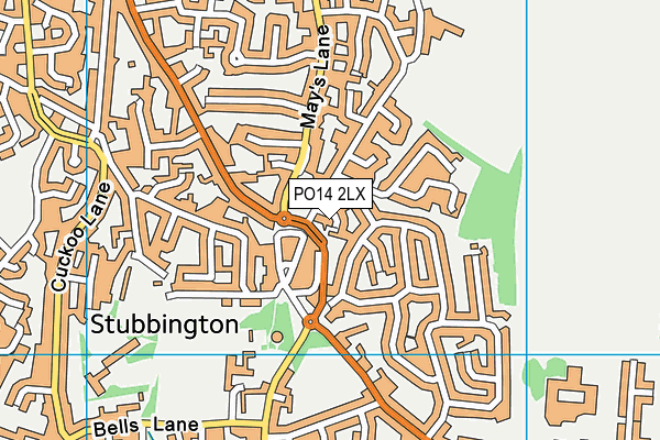 PO14 2LX map - OS VectorMap District (Ordnance Survey)