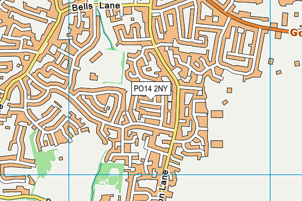 PO14 2NY map - OS VectorMap District (Ordnance Survey)