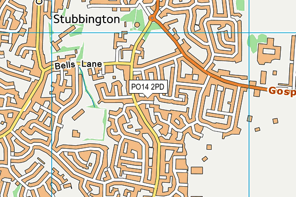 PO14 2PD map - OS VectorMap District (Ordnance Survey)
