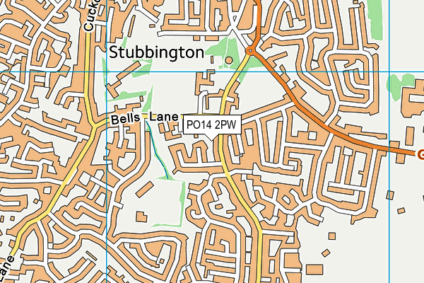 PO14 2PW map - OS VectorMap District (Ordnance Survey)