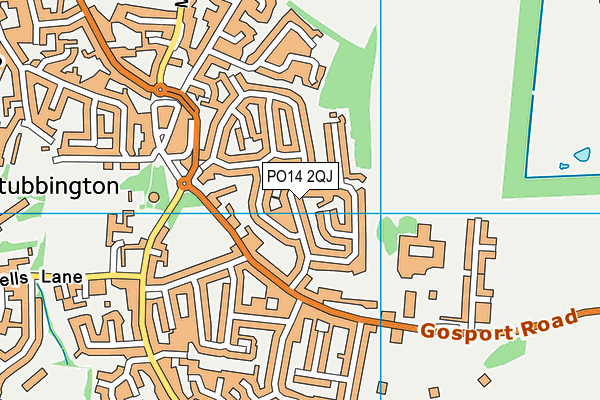 PO14 2QJ map - OS VectorMap District (Ordnance Survey)
