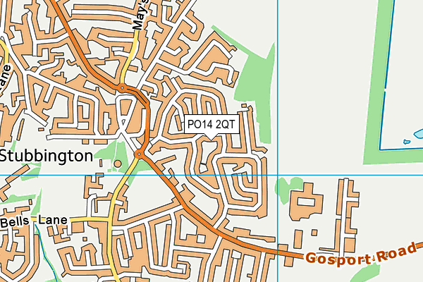 PO14 2QT map - OS VectorMap District (Ordnance Survey)