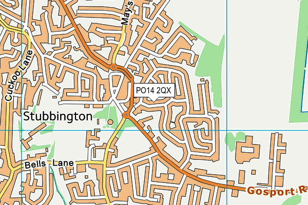 PO14 2QX map - OS VectorMap District (Ordnance Survey)