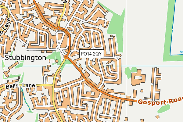 PO14 2QY map - OS VectorMap District (Ordnance Survey)