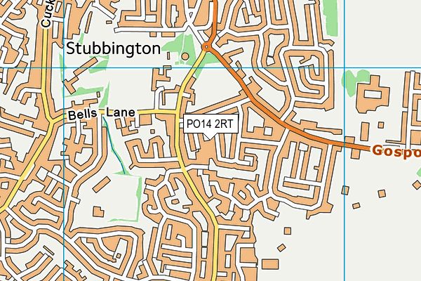 PO14 2RT map - OS VectorMap District (Ordnance Survey)