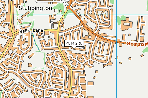 PO14 2RU map - OS VectorMap District (Ordnance Survey)