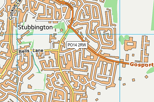 PO14 2RW map - OS VectorMap District (Ordnance Survey)