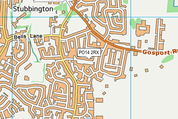 PO14 2RX map - OS VectorMap District (Ordnance Survey)